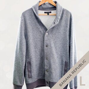 Banana Republic Men's Large Jacket Shawl Collar Button-Up Jacket – Gray Knit